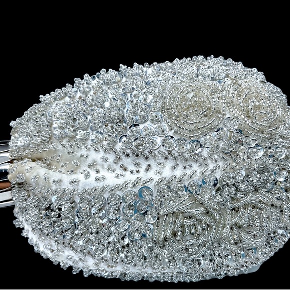 🌺 Vintage Sequined Hinged Evening Bag/Purse - Picture 8 of 13